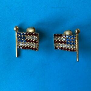 American Flag Rhinestone Clip-On Earrings